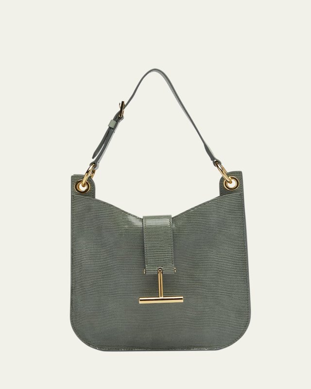 Tara Small Crossbody Bag in Lizard-Embossed Suede and Leather